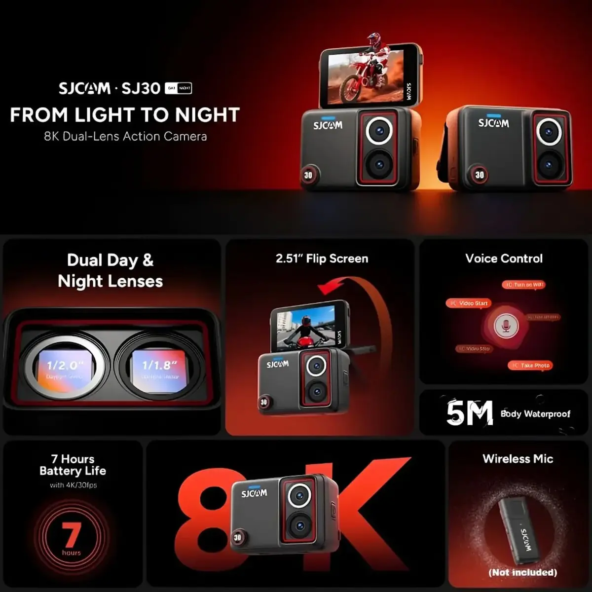 SJCam SJ30 Dual Lens 8K Action Camera with Accessories Photo 6