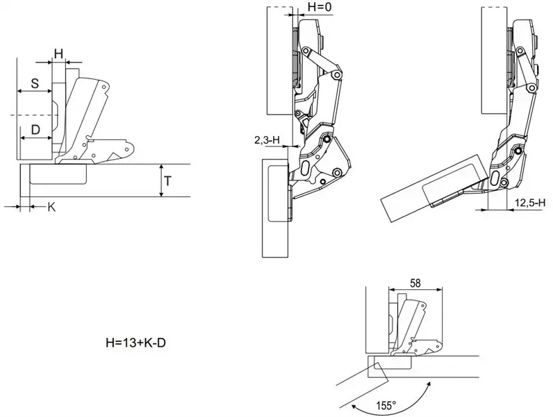 REJS TJ01.7111.01.064 External Clip-On Hinge 155° Photo 2