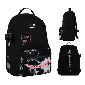 School backpack K26-949M-1, black/pink, 28x11x41 cm