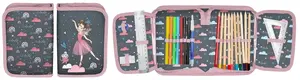 PASO Pencil Case, 19.5 cm x 3 cm, Pink/Grey