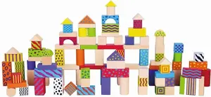 Viga 0885 Wooden Building Blocks Set, 100 Pieces, Colorful