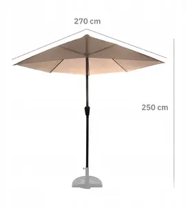 GoodHome pie sienas stiprināms dārza saulessargs 2,7 m ar kloķi, bēšs