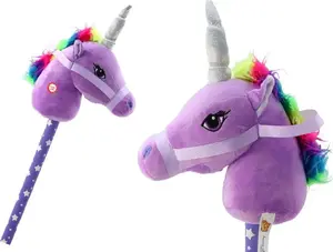 LEANToys Hobby Horse Unicorn on a Stick with Sound Effects Purple