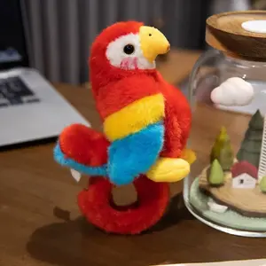 LeanToys Pluszowa Maskotka Papuga Opaska Bransoletka Na Rękę Czerwona