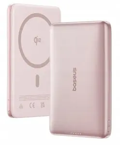 Baseus PicoGo AM41 Ultra-Slim Power Bank 10000mAh 27W Qi2 MagSafe saderīgs ar USB-C kabeli - rozā