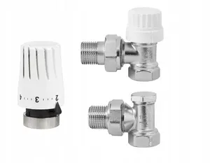 Invena CD-74-K15-X Angled Thermostatic Radiator Valve Set with Mini 2 PROV Head and Pre-setting