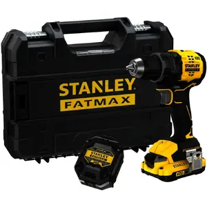 Stanley cordless drill/driver (SFMCD714D1T-QW), 18 volts (black/yellow, Li-ion battery 2.0 Ah, Pro-Stack case)