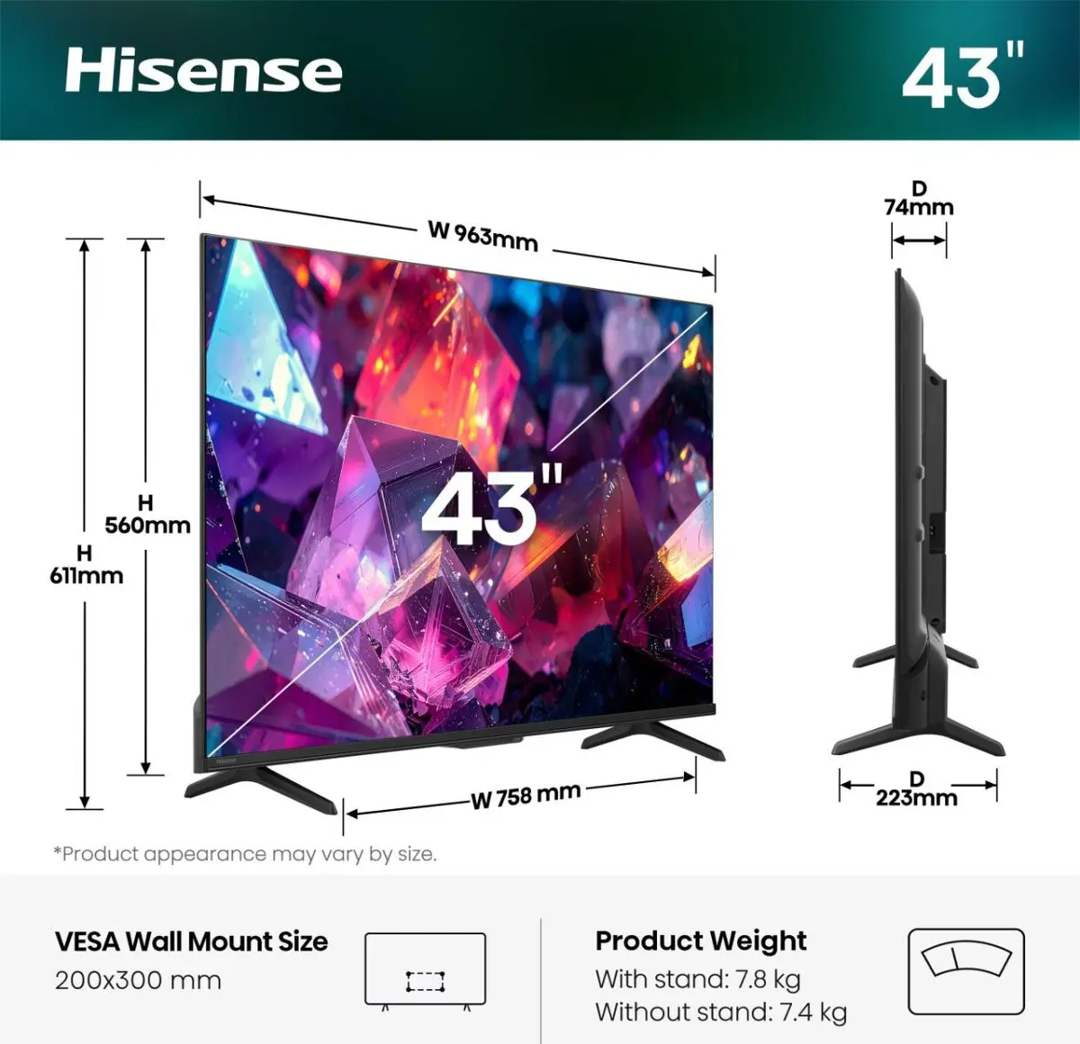 Hisense 43E7S PRO 4K Ultra HD Smart TV Photo 2