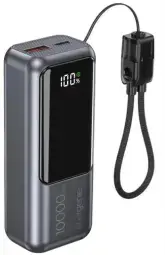 Gembird PB10-PD20-LCD-02 Power Bank 10000mAh 20W PD & QC 3.0 with Integrated Cable and LCD