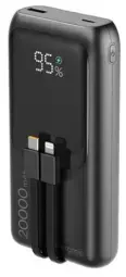 Gembird PB20-PD20-LCD-01 Power Bank 20000mAh 20W PD 18W QC 3.0 with Integrated Cables