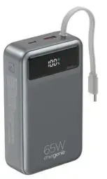 Gembird PB20-PD65-LCD-01 Power Bank 20000mAh 65W PD 18W QC 3.0 with Integrated Cables and LCD Display