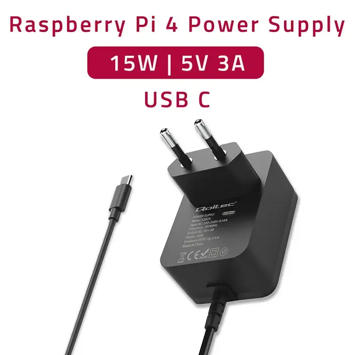 Qoltec Switching Power Supply 5VDC 3A 15W for Raspberry Pi 4 Photo 3