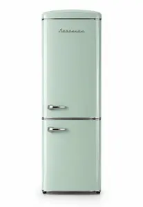 Ravanson LKK-315RM retro stila brīvi stāvošs ledusskapis ar saldētavu, 315 l, Total No Frost, energoefektivitātes klase E, piparmētru krāsa
