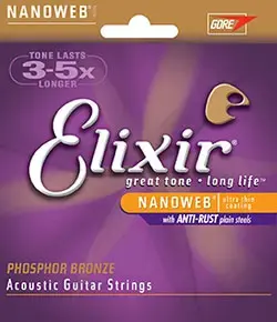 ELIXIR STRINGS 16027 Phosphor Bronze Custom Light Acoustic Guitar Strings 11-52