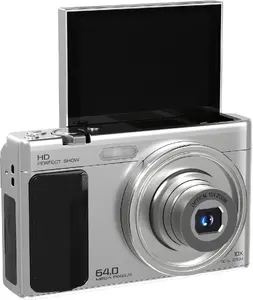 Xrec C89 Digital Camera 64MP 4K with 10x Optical Zoom and 3.2" Rotating LCD Screen, Silver