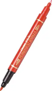 Divpusējs pastāvīgais marķieris Pentel N75W CD/DVD diskiem, sarkans, 0,6 mm un 3,0 mm uzgaļi