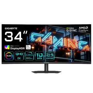 GIGABYTE MO34WQC36 монитор для ПК 86,4 cm (34") 3440 x 1440 пикселей Wide Quad HD QD-OLED Черный