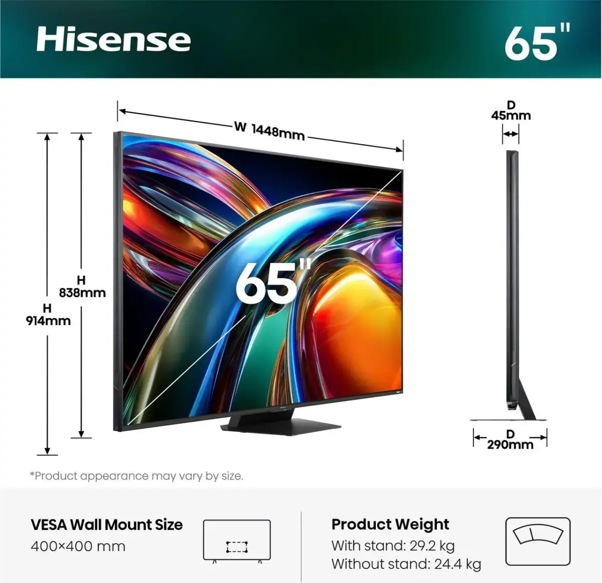Hisense 65UR9DS 65 collu 4K Ultra HD viedtelevizors Photo 2