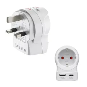 Hama EU to UK Power Plug Adapter Type G to Type C and Type F White