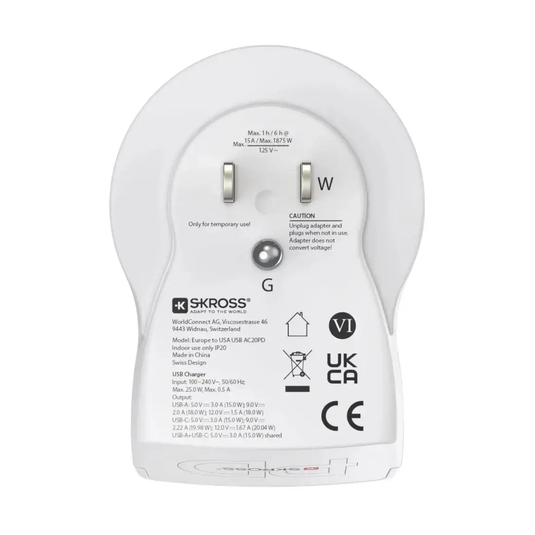 Hama EU to US Power Plug Adapter Type B to Type C/F Photo 5