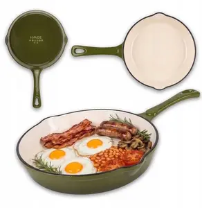 Atusa Hage Cast Iron Frying Pan, Enameled, 20 cm, Olive