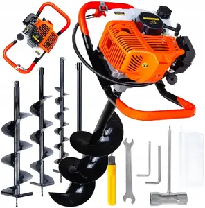 John Gardener Petrol Earth Auger with 10cm, 15cm, 20cm Drill Bits and 50cm Extension Adapter