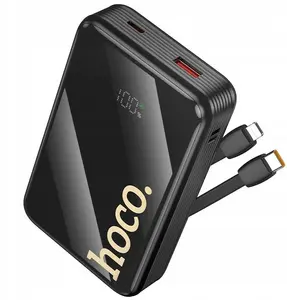 HOCO Q37A Power Bank 20000 mAh 22.5W with Integrated USB-C and Lightning Cables Black