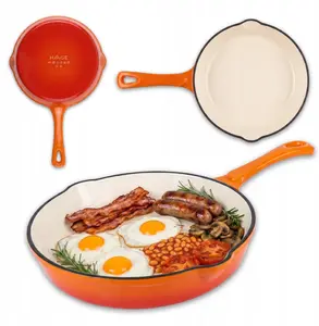 Atusa Hage Cast Iron Frying Pan, Enamelled, 20 cm, Orange