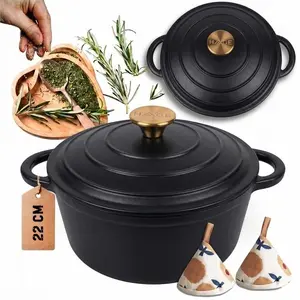 Atusa Hage Enameled Cast Iron Pot 22cm 3L Matte Black