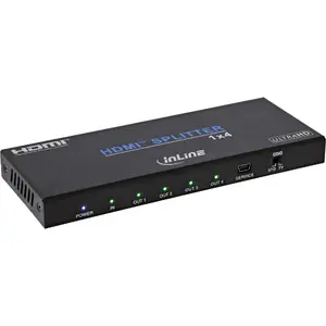 Видеоразветвитель HDMI InLine 57887A 1x4 4K 60Hz HDMI 2.0b черный металлический корпус