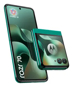 Motorola razr 70 5G salokāmais viedtālrunis ar 6.9 collu displeju, Android 16.0, 8 GB RAM, 256 GB iebūvēto atmiņu, Dual SIM un 4800 mAh akumulatoru, tumši zaļš