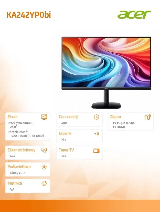 Acer KA242YP0bi 24 collu 144Hz VA monitors Photo 11