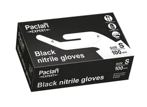 Paclan vienreizējās lietošanas nitrila cimdi, S izmērs, melni, 100 gabali