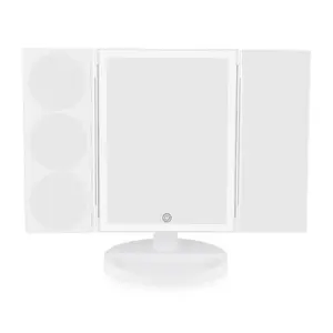 Rio MMFS Freestanding Rectangular Makeup Mirror, Battery Powered, White