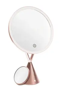 RIO MMCO-EU/1,4 Freestanding Round HD Illuminated Makeup Mirror, LED, Pink Gold