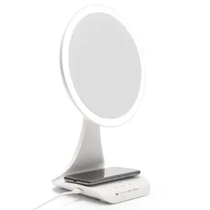 Rio MMWC Freestanding Round LED Makeup Mirror with Touch Control and USB Power