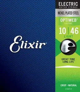 Elixir Strings 19052 Optiweb Light Electric Guitar Strings, 10-46, Steel, 6-Piece Set