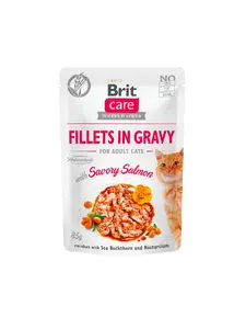 Влажный корм для взрослых кошек Brit Care с лососем в соусе 85 г