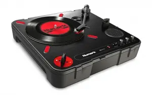 Numark PT01 Scratch Portable DJ Turntable, Direct Drive, 78 RPM, Black and Red