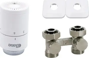 Varioterm BASE V-tipa taisnais pieslēguma komplekts, divcauruļu, GZ 3/4" / GW 3/4", termogalva M30x1.5, 50 mm pieslēguma attālums