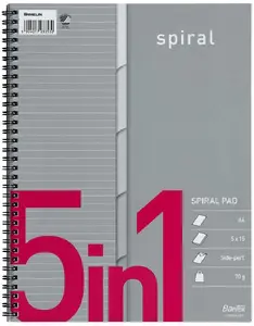 Bantex Kollegieblok A4+ Spiral Notebook, 5-in-1, Ruled, 5 x 15 Sheets