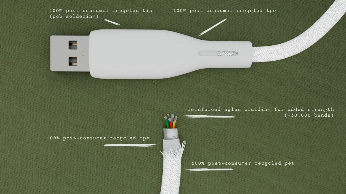 Кабель ËSSENTIALS by UPSTRÖM 60 Вт USB-A — USB-C 1.2 м Photo 3
