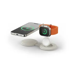 Satechi OntheGo 2-in-1 Wireless Charger, 15W, USB, for Smartphone, Smartwatch and Headset, White