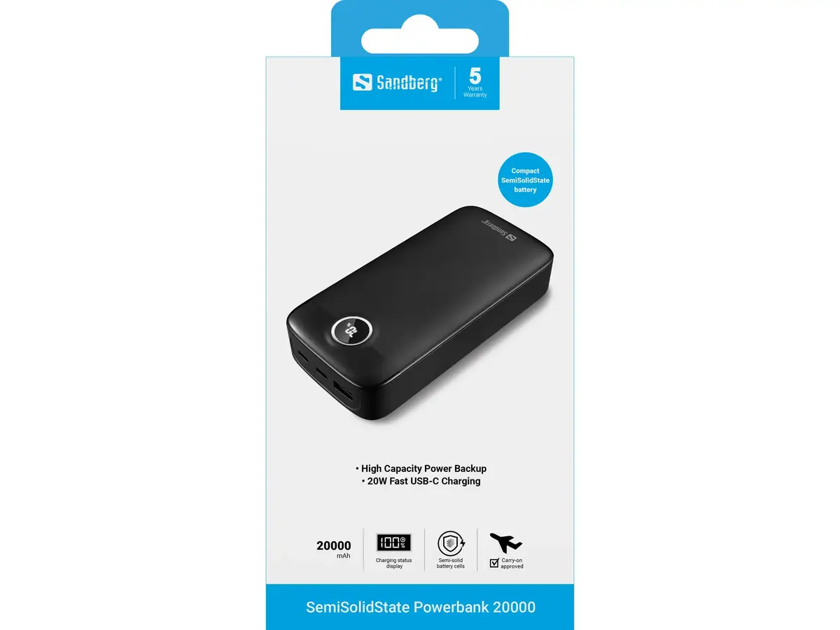 Sandberg SemiSolidState Powerbank 20000 Portable Charger Photo 4