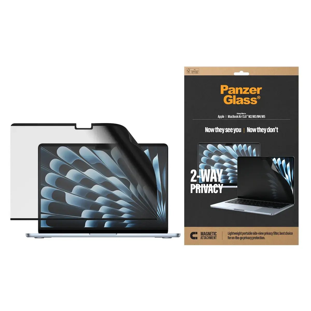 PanzerGlass ® Magnetic 2-Way Privacy Film Screen Protector Macbook Air 13.6" M2 | M3 | M4 | M5 PG63443 Photo 2