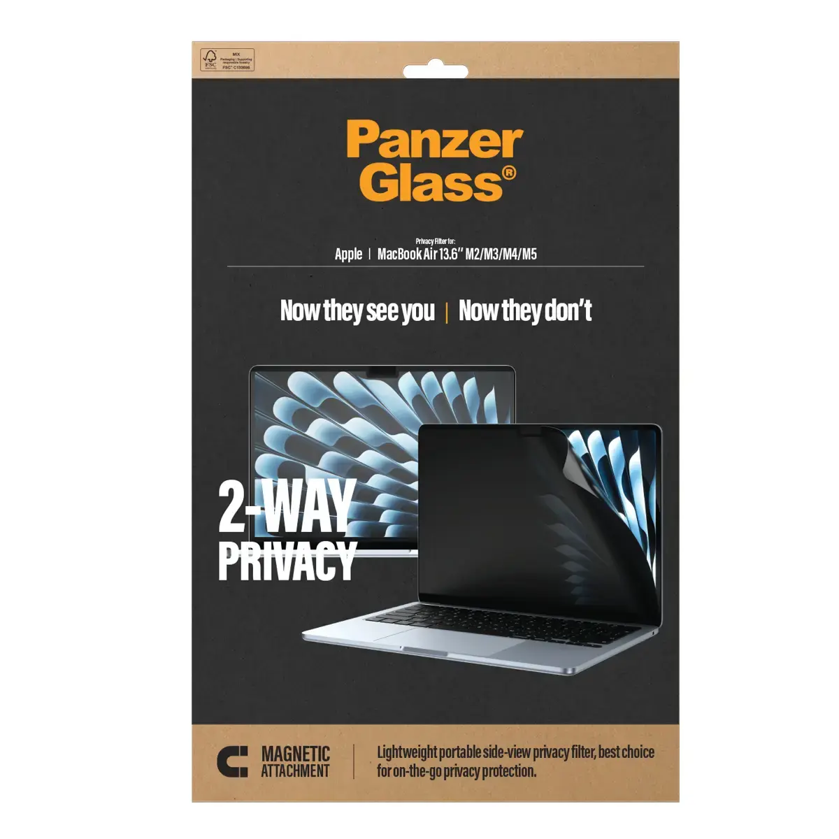 PanzerGlass ® Magnetic 2-Way Privacy Film Screen Protector Macbook Air 13.6" M2 | M3 | M4 | M5 PG63443 Photo 3