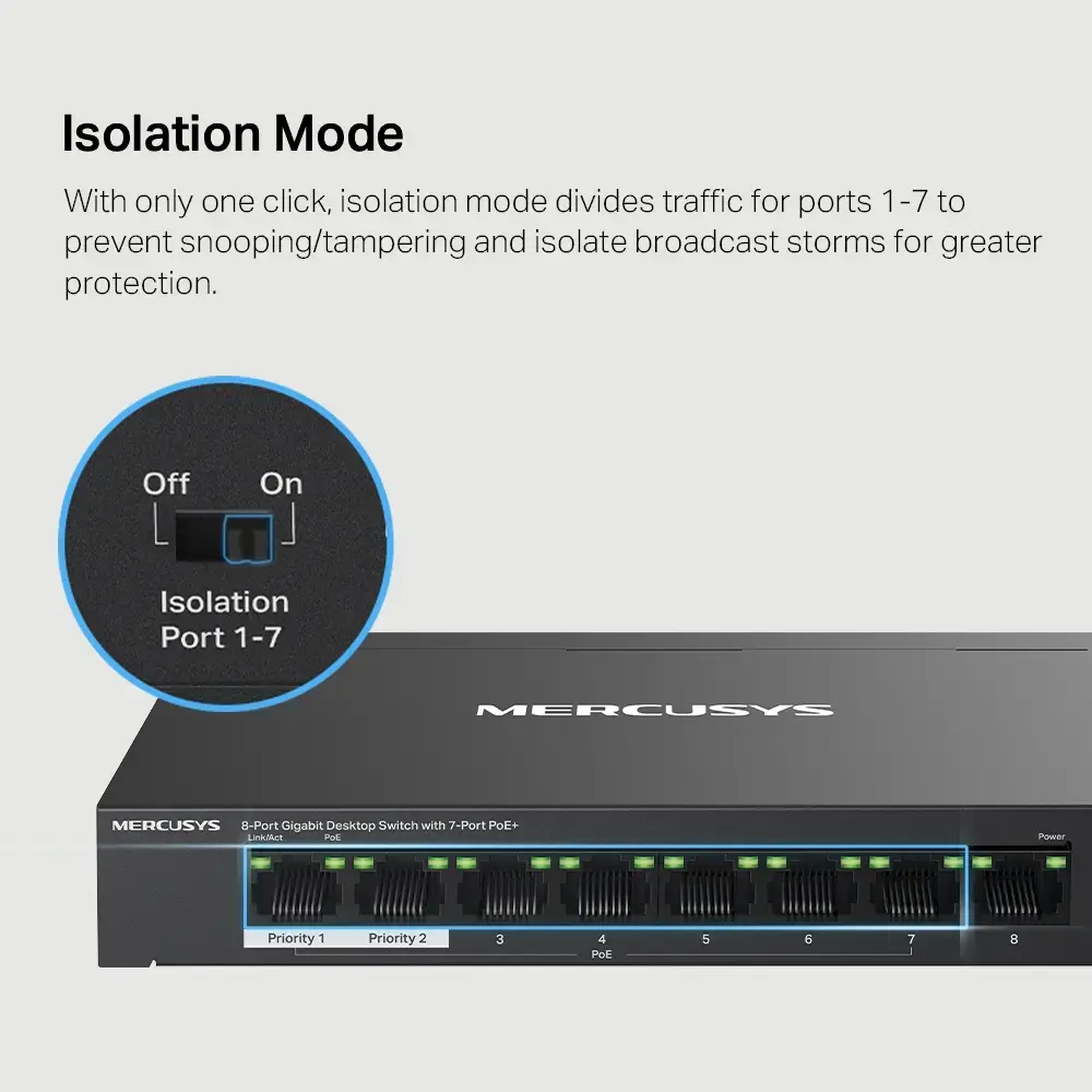 Коммутатор Mercusys MS108GP 8-портовый PoE+ Photo 7