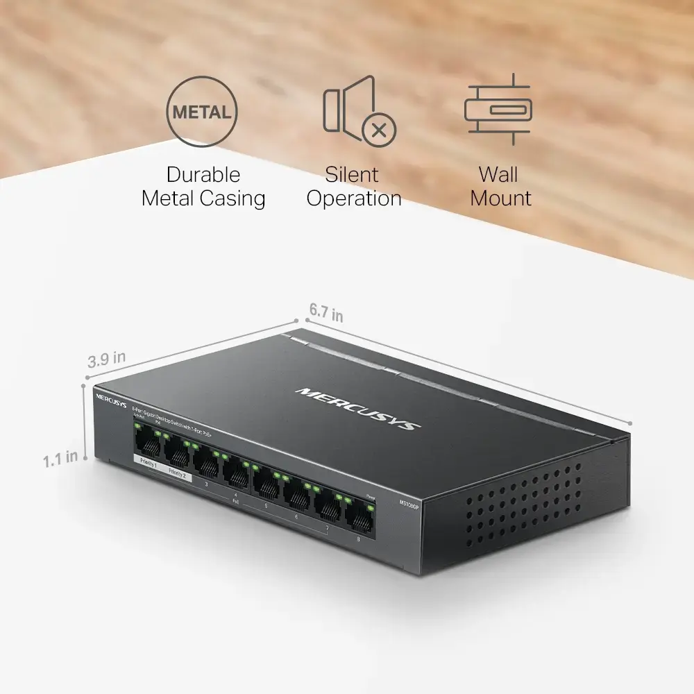 Коммутатор Mercusys MS108GP 8-портовый PoE+ Photo 10