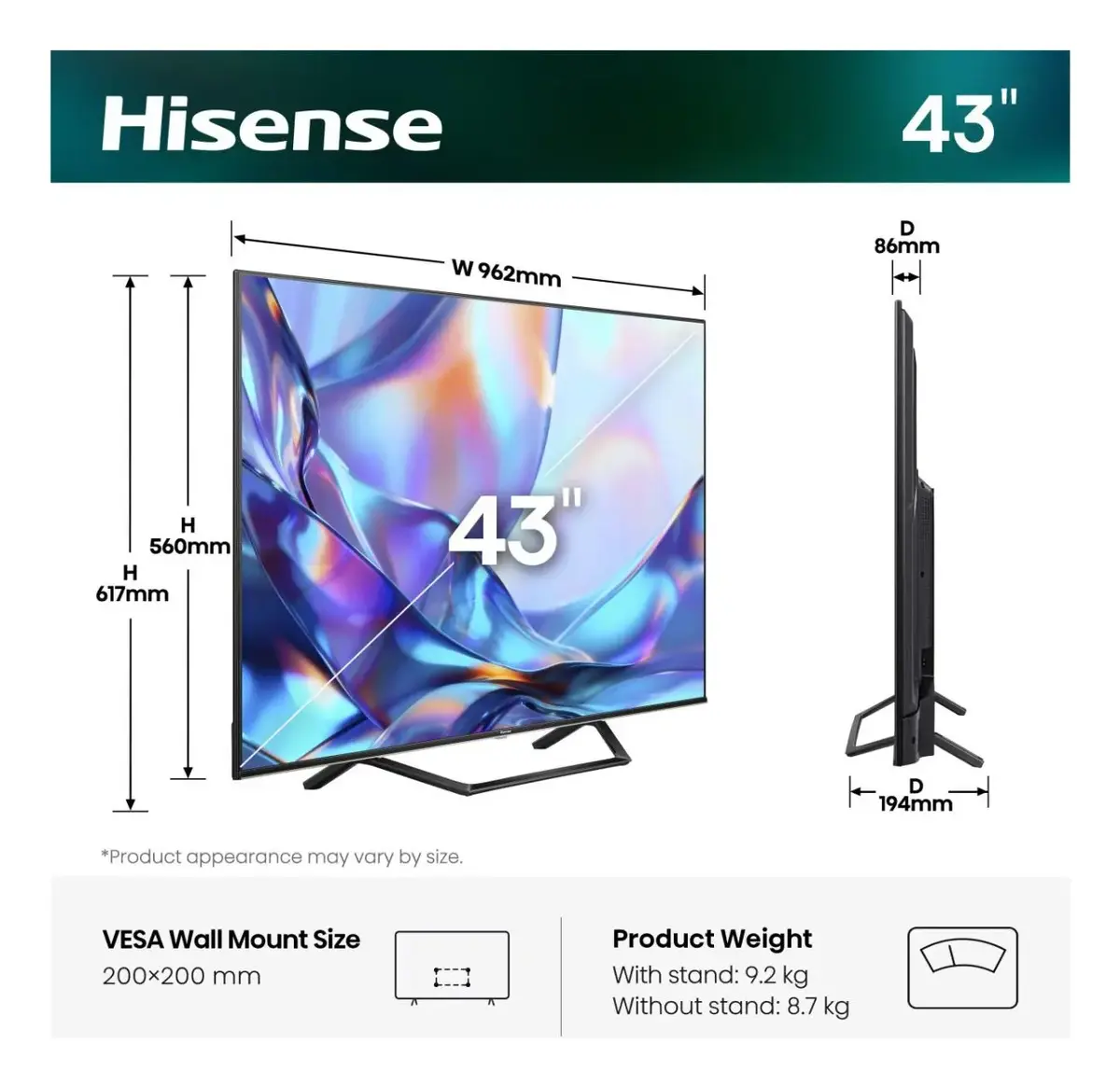Hisense 43A7DS 43-inch 4K QLED Smart TV Photo 2