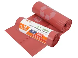 Мешки для мусора ECO TREND, 120 л, 5 шт., красные (металл), 19 x 7 x 7, 00740, Simple Solution